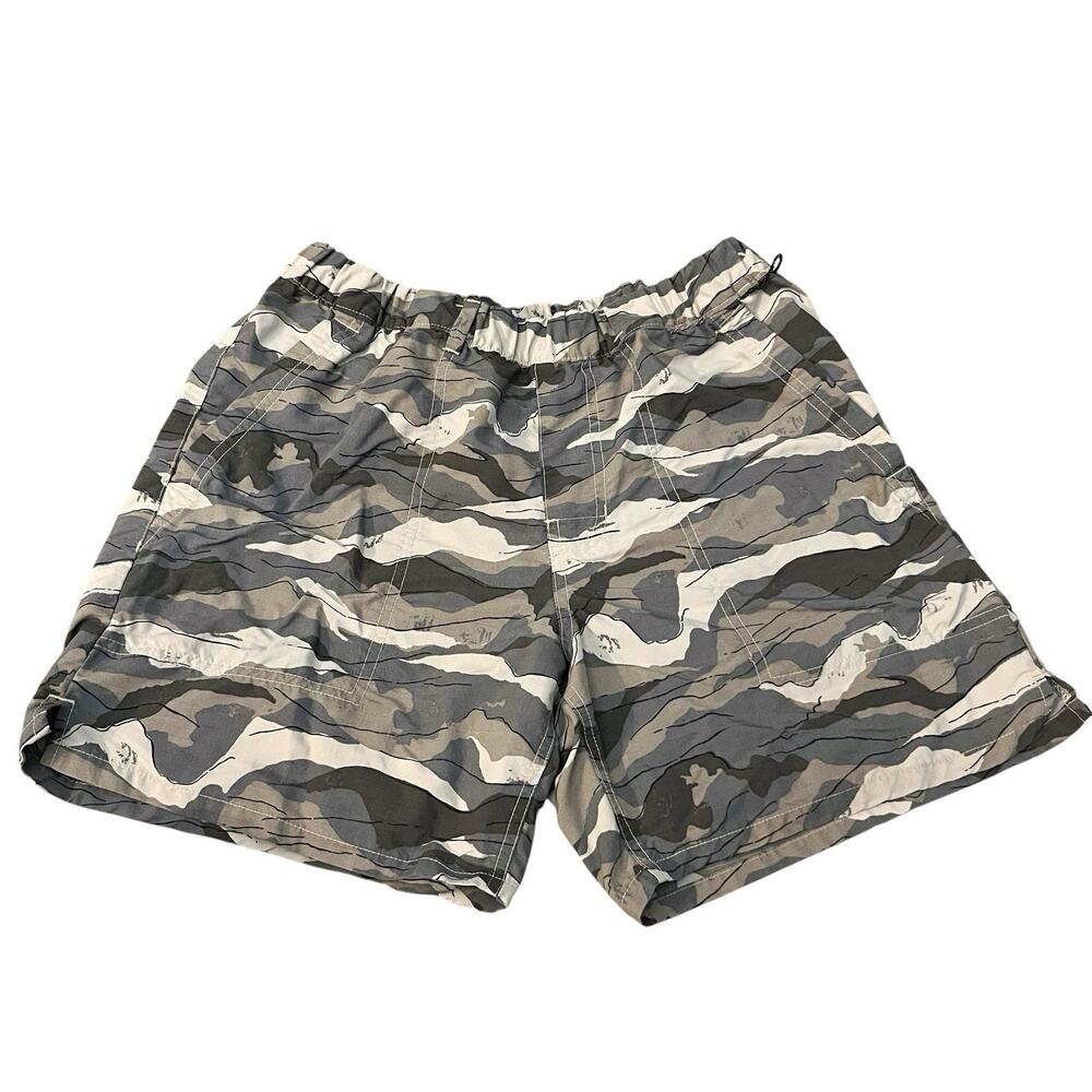 REI Coop Mens Camo Hiking Shorts Small Tan Multi Utility Pocket Outdoor Rip Stop